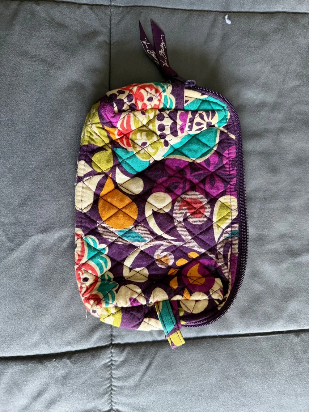 Vera Bradley Quilted Wristlet in Purple, Teal, Lime and Cream Floral